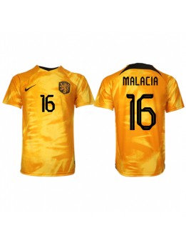 Nederländerna Tyrell Malacia #16 Replika Hemmakläder VM 2022 Kortärmad